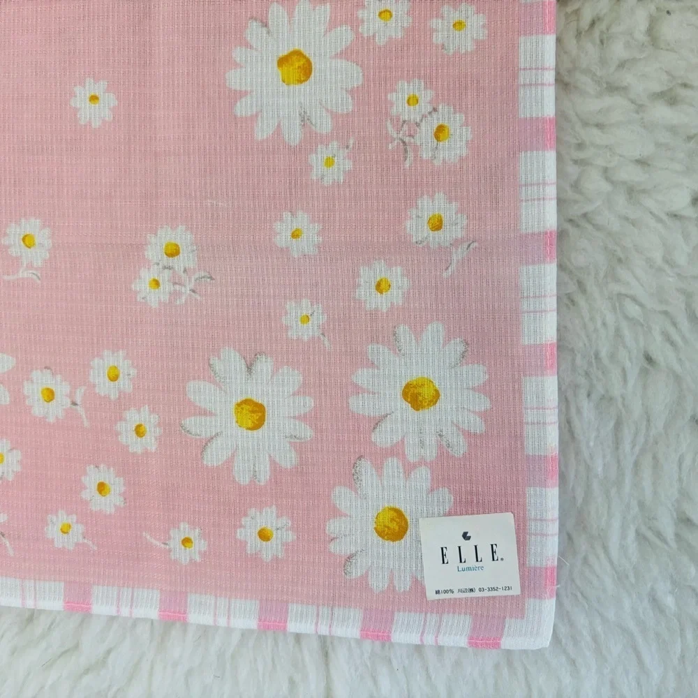 Elle Pink Floral Handkerchief/Bandana  scarf size 17.5”